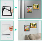 CRUGLA 8x10 Magnetic Picture Frames for Refrigerator 12 Packs, Modified Magnetic Sheet with Self Adhesive Backing, Black 8 by 10 Magnetic Photo Craft Frame Set for Glass Window Door Cubicle