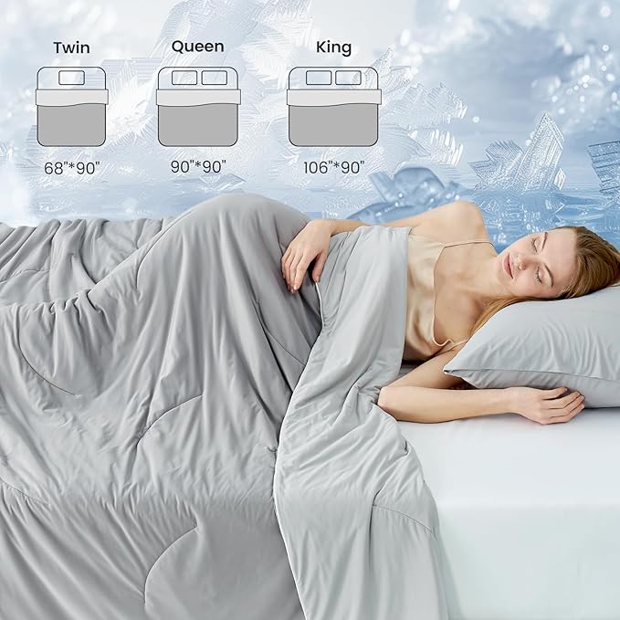 Cozy Bliss Cooling Comforter Twin Size Dual-Sided, Ultra-Soft Cooling Blankets for Hot Sleepers and Night Sweats, Breathable Lightweight Silky Smooth, Cool Grey
