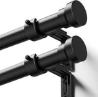 Curtain Rod 2 Pack 32-58 Inch, Heavy Duty 1 Inch Curtain Rod, Black Short Adjustable Window Treatment Rods, Modern Design, Easy Installation