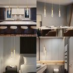 LMQNINE Kitchen Light Fixtures Ceiling Dimmable LED Modern Gold Pendant Light Mini Teardrop Crystal Pendant Light for Kitchen Island Bedroom Hallway Entryway (2-Pack)