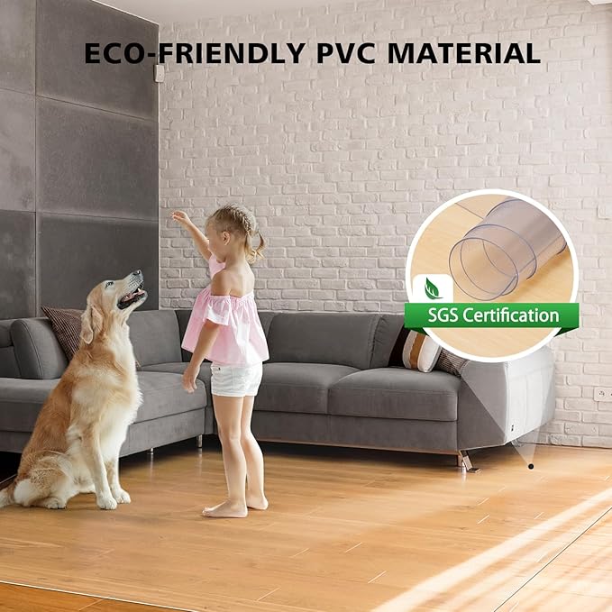 Clear Chair Mat, 3'×5'Floor Mats for Home, Durable Non-Slip Hard Floor Protector, PVC Waterproof Floor Protetor for Kitchen, Bedroom, Pet Litter Mat
