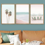 SIGNWIN Framed Canvas Print Wall Art Set Retro Vintage Pastel Tropical Island Beach Nature Wilderness Photography Modern Art Landscape Relax/Calm for Living Room, Bedroom, Office - 16"x24"x3 Natural