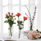 6 Pcs 8 Inch Tall Glass Ribbed Cylinder Vases Clear Floating Candle Flower Vase in Bulk, Hurricane Candle Holder for Wedding Housewarming Gift Table Centerpieces