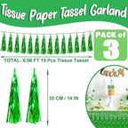 3P Green Foil Fringe Metallic Tassel Streamers Banner Tassel Garland for Parade Floats, Bachelorette, Wedding, Birthday, Halloween, Christmas, Bridal/Baby Shower Party Decorations