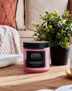 M&SENSE Cherry Blossom Scented Spring Candle, 70 Hours Long Lasting Soy Wax 11.6oz Stress Relief Aromatherapy Candles, Romantic Gifts for Women, Glass Jar for Bedroom Decor