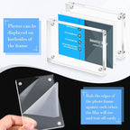 Xuhal Acrylic Business Card Frame 2.5 x 3.5 inch Clear Double Sided Magnetic Photo Block Frames, 20mm Thickness Frameless Wallet Size Picture Frames Stamp Display Stand for Home Office Decor(3 Pcs)