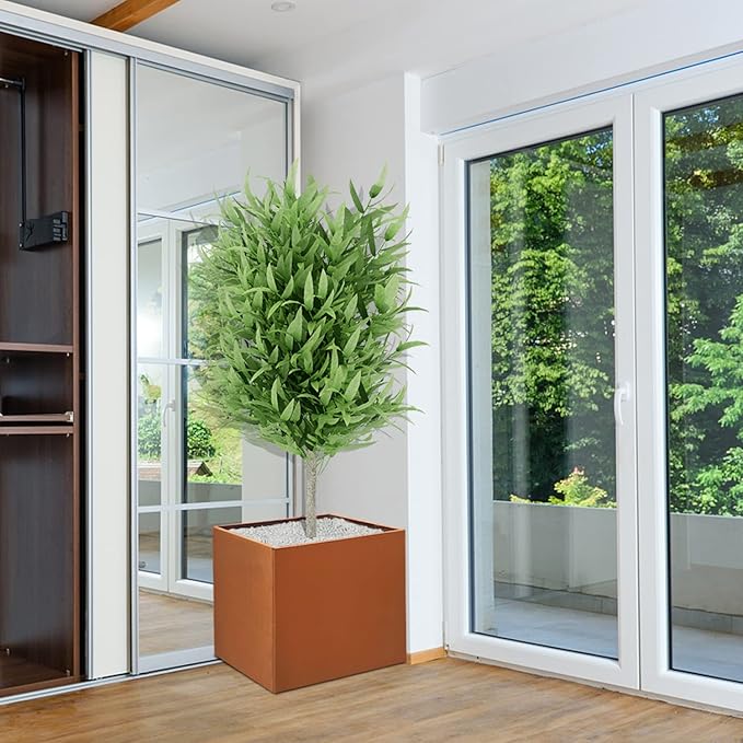 Corten Steel Planter Box Large Outdoor Planter Square Cube Planters Rustic Metal Garden Flower Pot 24 Inch Durable Antique Detached for Commercial Residential Patio Deck and Yard