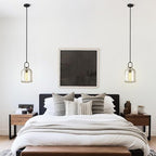 Crystal Black Pendant Light Fixtures, Modern 8inch Pendant Lights Kitchen Island, Island Lights for Kitchen,Crystal and Black Pendant Light, Indoor Pendant Lighting,E12 Bulb Included