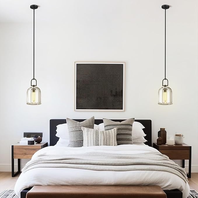 Crystal Black Pendant Light Fixtures, Modern 8inch Pendant Lights Kitchen Island, Island Lights for Kitchen,Crystal and Black Pendant Light, Indoor Pendant Lighting,E12 Bulb Included