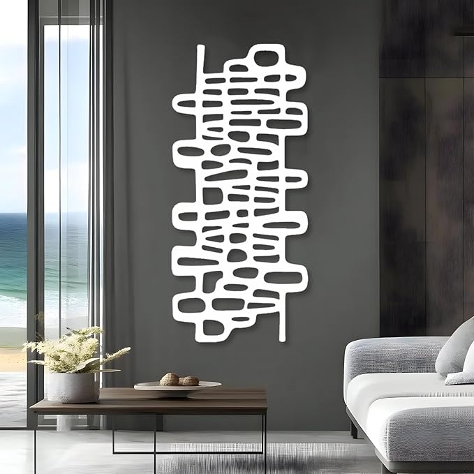 Abstract Geometric Metal Wall Art, Modern Circles Metal Decor, Minimalist Line Art, Long Narrow Sign, Luxury Modern Artwork for Living Room, Farmhouse, Office (Gold, 24"x11" | 60x27cm)