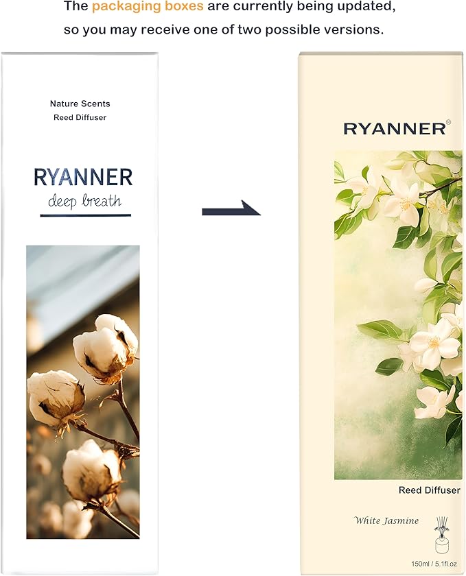 Flower Reed Diffuser Set,5.1oz White Jasmine Scent Diffuser with Sticks Home Fragrance Reed Diffuser with Essential Oil for Bathroom Shelf Decor&Air Freshener,Home Bathroom Office Decor&Gifts