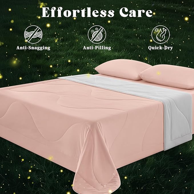 Cooling Comforter Twin Size, Double-Sided Cooling Blanket for Hot Sleepers & Night Sweats, Arc-Chill Q-Max > 0.4 Breathable Ice Blanket, Lightweight Cold Comforter (68''x90'', Pink)