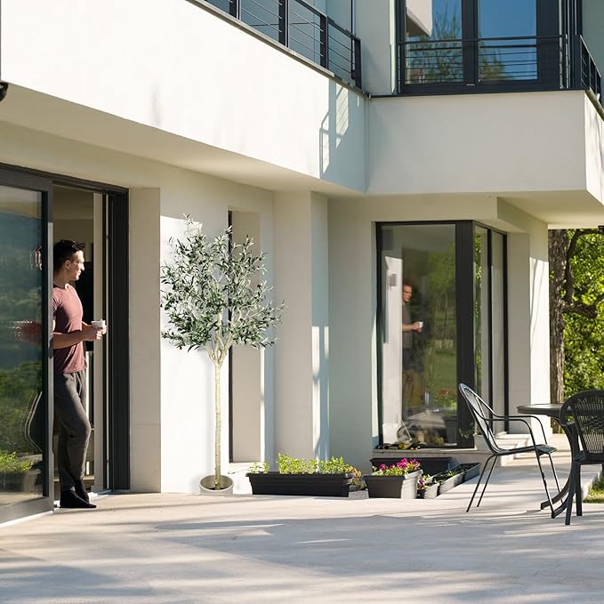 Artificial Olive Tree 7.5 ft Natural Olive Branches and Realistic Leaves for Modern Home Office Living Room Floor Decor 90 Inch