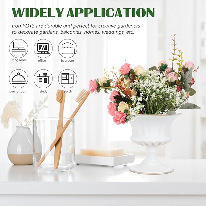 Vintage vase Iron urn Planter Decorative Table Front Porch urns House Plants Indoors Live urn Pot Outdoor Plant Pot Creative Flower Container Small Succulents Wrought Iron