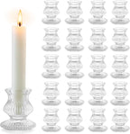 Romadedi Glass Candle Holder for Candlestick - 20 Pcs Clear Small Tapered Candle Holder Decor Bulk Wedding Table Centerpiece for Candle Sticks Christmas Party Living Room Dinner Advent