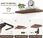 36 Inch Floating Shelves, 36"x9.25"x1.5" Inch Deep Floating Shelves for Wall, Wooden Shelves for Bathroom, Bedroom, Living Room, Walnut