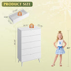 WLIVE 5 Drawer Dresser for Bedroom, Tall Wood Dresser, White Dressers Storage Organizer with Sturdy Metal Handle, Chest of Drawers for Living Room, Hallway, Closet