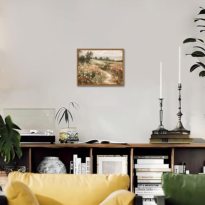 Vintage Framed Wall Art for Living Room – Vintage Wildflower Pictures Oil Paintings Canvas Prints – Country Flower Modern Farmhouse Wall Decor for Bathroom Bedroom Home Office – 8x10in