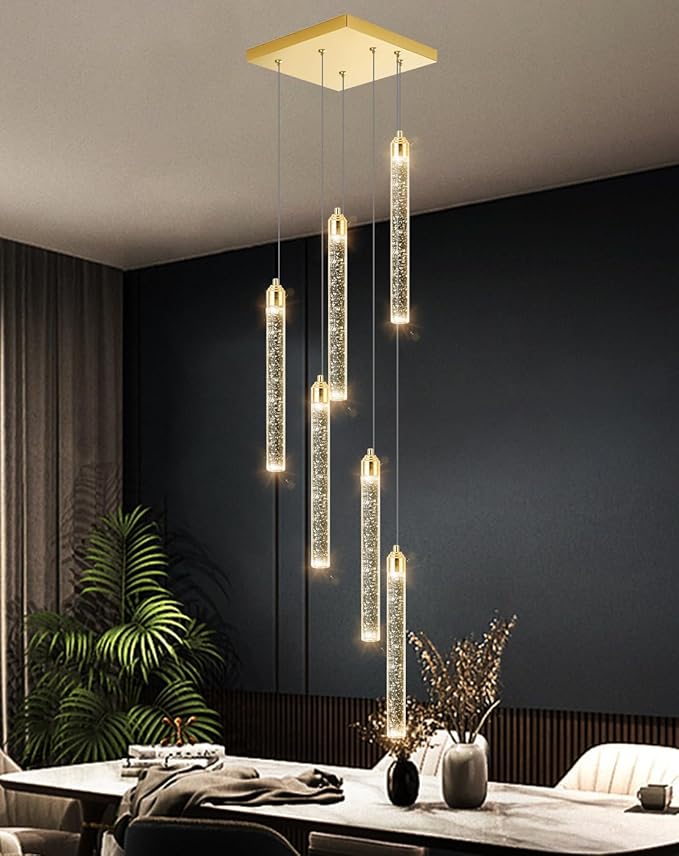 Mini Chandelier Crystal Pendant Lights for Kitchen Island Modern LED Dimmable Ceiling Handing Lighting Adjustable Flush Mount Ceiling Light for Dining Room Bedroom Foyer