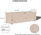 31 Inch Rectangular Concrete Planter,Durable All-Weather Use with Drainage Holes,Large Rectangular Planter for Outdoor Indoor Plants