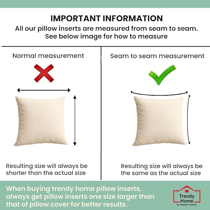 Trendy Home 18x18 100% Natural Cotton Throw Pillow Insert(Set of 2), Bed and Couch Pillows Stuffer Hypoallergenic, Decorative Home Outdoor Sofa Pillow Filler (Cotton, 2 Pack)
