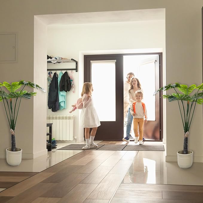 2 Pack 47.2in Artificial Monstera Deliciosa Trees with Pot, 4 Feet Fake Trees for Indoor Outdoor Home, Office Decor