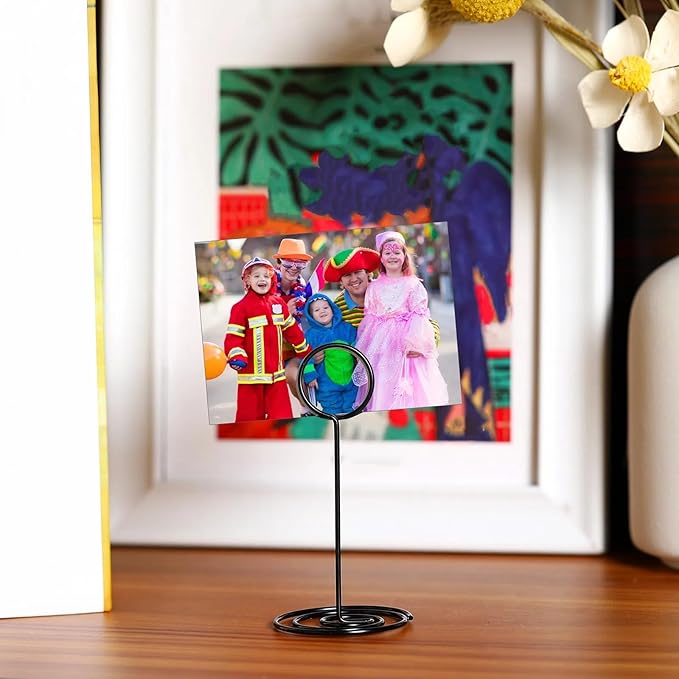 TecUnite 24 Pieces 3.35 Inch Table Number Holder Place Card Photo Holder Picture Name Menu Clips Memo Cards Stand for Wedding Reception Anniversary Birthday Party Centerpieces (Black)