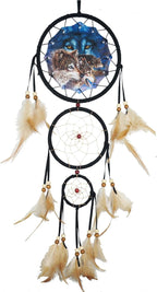 Remorelt Wolf Eagle Bear Dream Catcher Bedroom Wall Decor, Christmas Home Decoration, Room Accessory, White Moon Feather Decoration - Unique Home Craft Wall Pendant (DC08 6Inch Find 12 Wolves)
