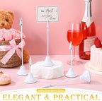 20 Pcs Table Number Holders 4/6/8/10 Inch Metal Place Card Holders with Alligator Clip Heavy Base Wedding Table Number Stand Picture Photo Clip for Banquet Party Birthday Restaurant(White)