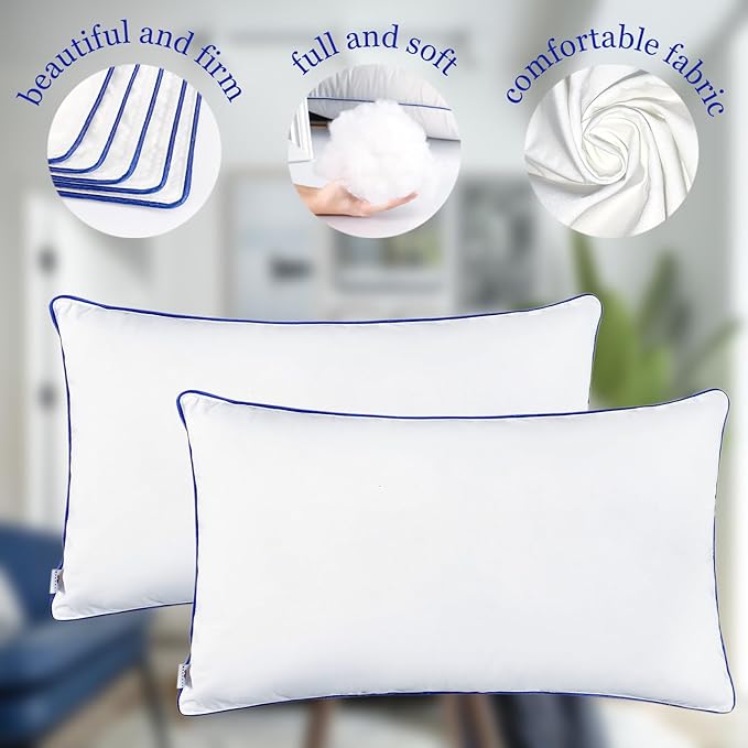 12 x 20 Pillow Insert Set of 2 Indoor Throw Pillow Insert,Rectangle Decorative Pillows Inserts, Throw Pillows for Couch, for Bed,White
