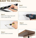 Dreamland 55 Inches Floating Shelves for Wall, 9.3" Deep Long Floating Shelves Set of 1, Large Display & Storage Shelf, Wall Shelf for Bathroom Bedroom Living Room Kitchen Office, Walnut