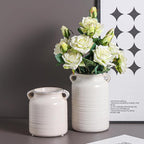 Ceramic Rustic Distressed White Flower Vase for Centerpieces, Kitchen, Office or Living Room (5.9''x6.3”)