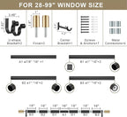 Curtain Rods for 28-99” Windows, Splicing Construction, 1” Adjustable Drapery Rod with Aluminum Alloy Brackets and Finials for Window, Sliding Door, Patio, Living Room Decoration, Matte Black&Gold