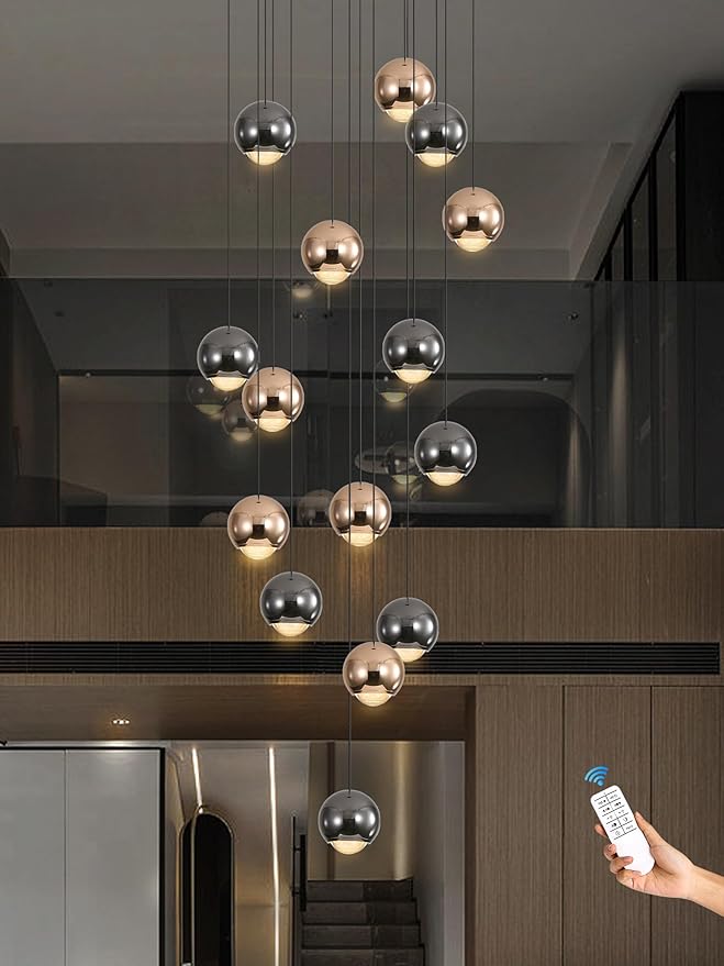 Chandeliers for Dining Room Flush Mount Dimmable Round Ceiling Light for Living Room 15 Lights Crystal Raindrop Chandelier D24''xH118''