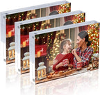 4x6 Acrylic Picture Frames, 20mm Thick Clear Frameless Magnetic Photo Frames, Double Sided Transparent Square Frame Gift for Desktop Display(3 Pack)