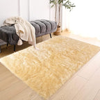 Latepis Yellow Rug for Bedroom 3x5 Area Bedside Rug Faux Sheepskin Fur Rugs for Living Room Décor Boho Rugs, Rectangle