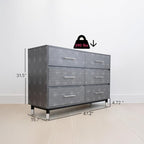 Grey Dresser for Bedroom, 6 Drawer Wood Dresser with Modern Storage Organizer, Wide Chest of Drawers for Clothes, Closet, Living Room