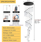 197" Long High Ceiling Chandelier 30-Lights Modern Bubble Crystal LED Light Fixture Dimmable Flush Mount Living Room Ceiling Pendant Light Staircase Foyer Entryway Dining Room Pendant Lighting