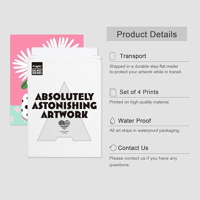 SIGNWIN Adhesive Canvas Poster I'm a Barbie Girl in The Barbie World Heart, Chrysanthemum Illustration Wall Decor Prints, Preppy Room Decor for Bedroom - 8"x10"x 4