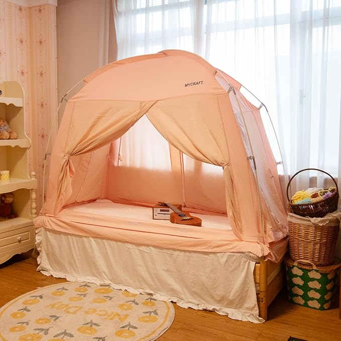 Bed Tents Canopy Bed–Privacy Dream Tent for Cozy Indoor Sleeping, Light-Reducing,and Breathable, with 4 Doors Floor Tent Bed–Available in Twin, Full, and Queen Sizes