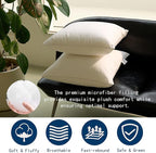 Set of 2 28×28 Inch Pillow Inserts Cotton Cover with Premium Fiber Filling Machine Washable Soft Fluffy Decorative Pillows for Indoor Outdoor Use Perfect for Couches Seats & Beds