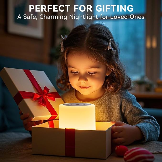 Night Light for Kids Baby, Dimmable Touch Lamp for Nursery, 11 RGB Colors 5 Brightness, Portable Rechargeable Bedside Table Lamp for Nightstand, Kids Night Light for Bedroom Living Room, Dark Brown