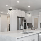 Linea di Liara Sferra Modern Large Glass Pendant Light Kitchen Island Black Pendant Lighting Clear Glass Globe Pendant Light Mid Century Hanging Light Fixture, LED Edison Bulb Included, UL Listed