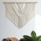 guzhiou large macrame wall hanging - Boho Tapestry Macrame Wall Decor Art- Chic Bohemian Handmade Woven Tapestry Home Decoration for Bedroom Living Room Apartment Wedding Party - 43"x32" (Beige-A)