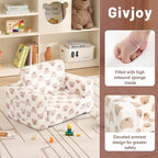 Toddler Chair Kids Couch, 2-in-1 Comfy Armchair with Removable and Washable Cover Carrying Handle, Convertible Reading Chair Toddler Couch for Girls and Boys