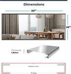 Glassless Large Mirror Shatterproof Unbreakable Wall Mirror for Gym, Dance Studio, Home Workout Room – 0.04mm Nano Film – Chrome 26" x 60"
