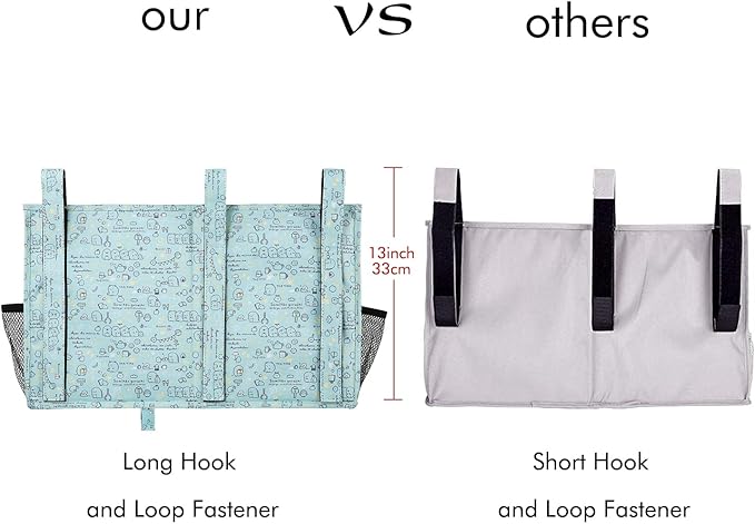 Surblue Bedside Caddy Hanging Bed Organizer Storage Bag Pocket for Bunk and Hospital Beds, College Dorm Rooms Baby Bed Rails, Camp 8 Pockets, (Large, Cartoon)