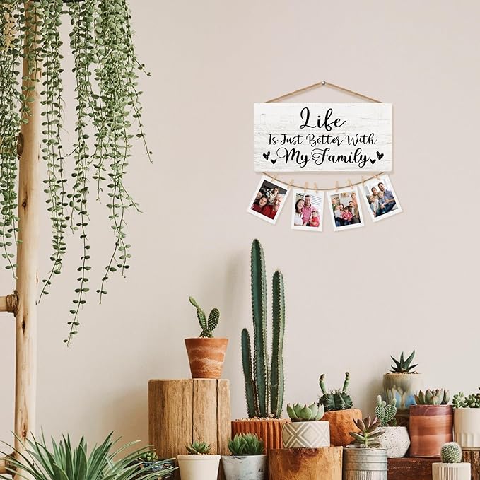 Family Gifts Picture Frame Photo Holder for Wall, Housewarming Gifts for Family Mom Dad Grandma Grandpa Adoptive Parents, Family Reunion Gifts Hanging Photo Display for Living Room