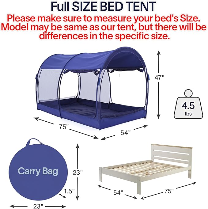 LEEDOR Bed Tent Dream Tents Bed Canopy Shelter Cabin Indoor Privacy Warm Breathable Pop Up Twin/Full/Queen for Kids and Adult Patent Pending(Mattress Not Included)