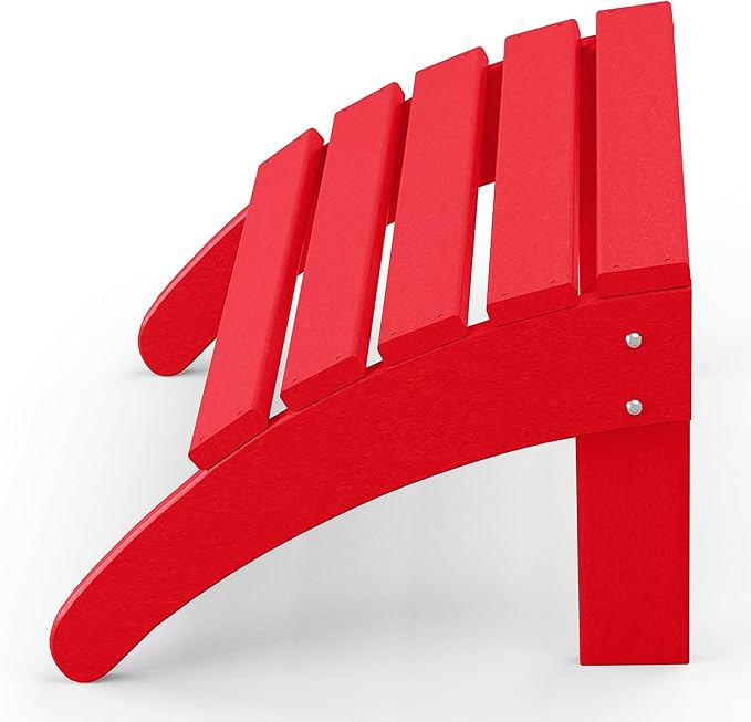 WestinTrends Outdoor Ottoman, Patio Adirondack Ottoman Foot Rest, All Weather Poly Lumber Folding Foot Stool for Adirondack Chair, Widely Used for Outside Porch Pool Lawn Backyard, Red